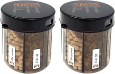 Monster Supplement Medication Pill Dispenser with Compartment Labels - 2 Pack