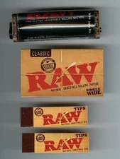 RAW 2 way Adjustable 70mm Rolling Machine PLUS Single Wide Paper PLUS 2 PKS TIPS