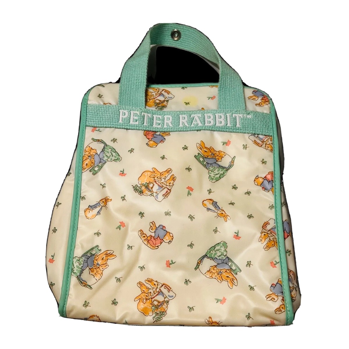 Beatrix Potter VTG Peter Rabbit Enfamil Mint Green Baby Diaper Tote Bag  1997 Pic
