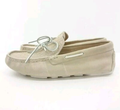 UGG Australia Everton Rivera Emboss White Suede Boat Shoe 