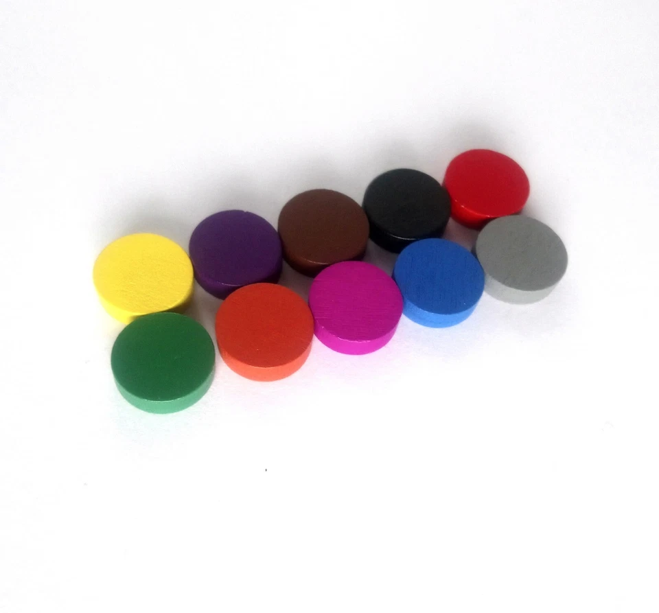 15mm Round Wooden Counters Coloured Circle Board Game Tokens Upgrade Parts Bits - Image 4 of 4