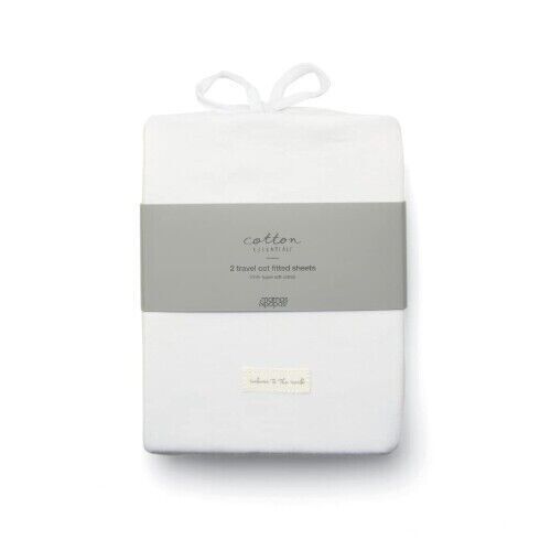 Mamas & Papas Travel Cot Fitted Sheets - 2 Pack - White - 100% Cotton - Image 2