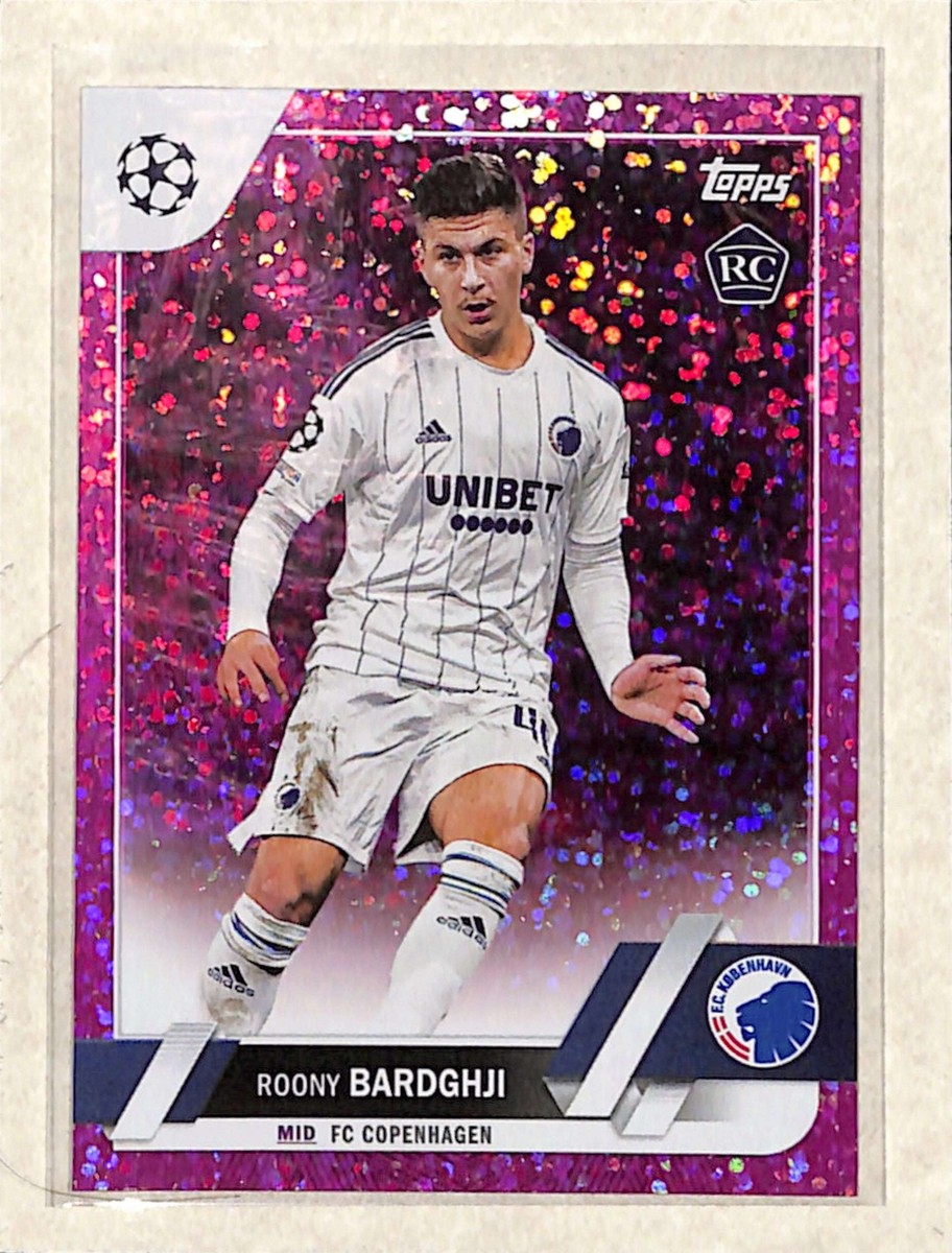 2022-23 Topps UEFA #40 Roony Bardghji Pink Sparkle Foil RC