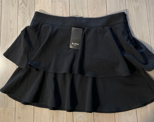MINI SKIRT, BCBG PARIS NEW WITH TAGS, Black Peplum Short Sexy Skirt - sz 10