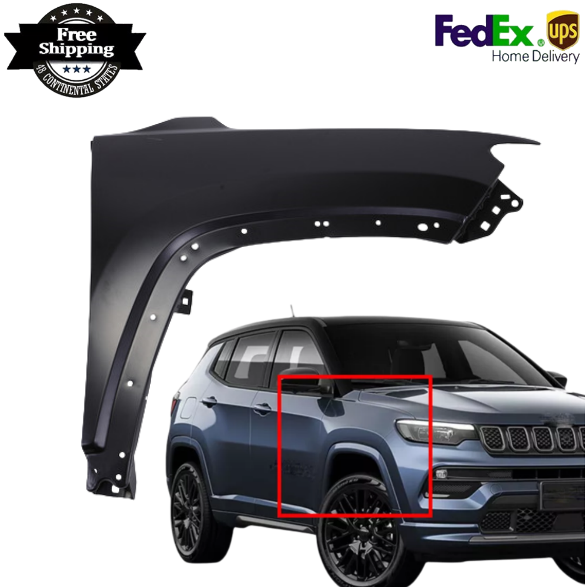 2017-2023 Jeep Compass Passenger Side Front Fender Primed Steel