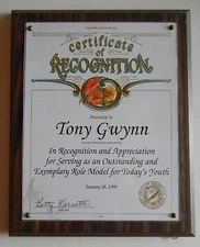 Tony Gwynn 1999 Senate Role Model Award                     