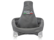 PER FIAT IDEA 2003-2012 CUFFIA LEVA CAMBIO PELLE GRIGIA RICAMO Idea Italia