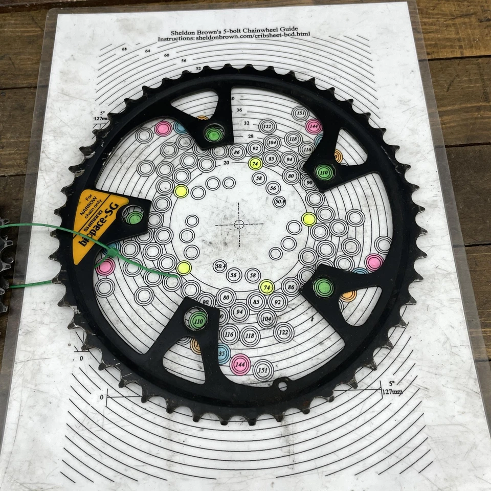 Vintage Shimano Biopace SG Chainring Set 46/38/28T 110/74 BCD Steel Triple - Image 3 of 4