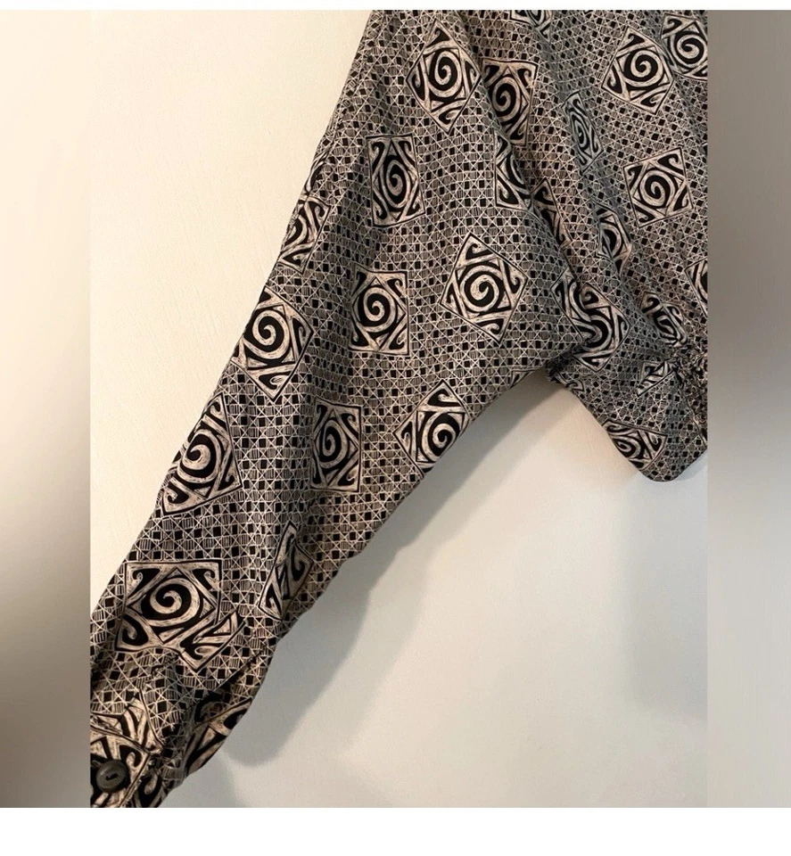 Blusa geométrica vintage Josephine Chaus 100 % seda ala de murciélago manga dolman talla 8 Foto 4 de 4
