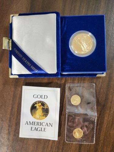 1986 American Gold Eagle 3-Coin First Year Set | 1 oz Proof $50 + Two 1/10 oz $5