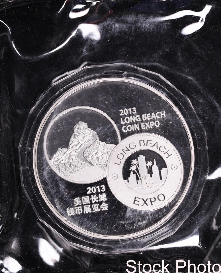 2013 China Long Beach Expo Panda 5oz .999 Fine Silver BU Proof Mint Medal Sealed - Image 2 of 2