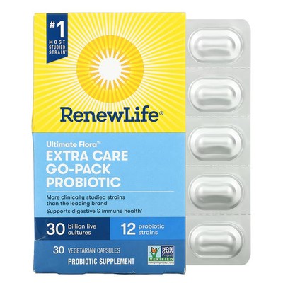 2 X Renew Life, Ultimate Flora Probiotic, Extra Care Go-Pack, 30 Billion Live Cu