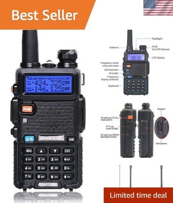 Powerful UV-5R Two Way Radio - 1800mAh Battery, Keypad Lock & LED Flashlight