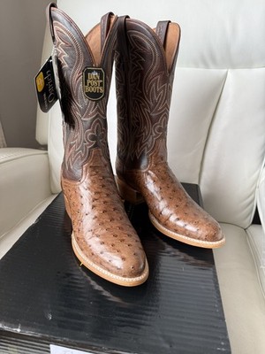 Dan Post Tempe Full Quill Ostrich Round Toe Western Cowboy Boot (US 9.5 D)