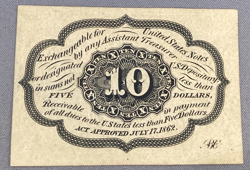 U.S. 1862 10 Cents Fractional Currency Post Office Banknote W - Image 2 of 4