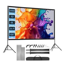Outdoor Projector Screen with Stand, 100 inch Foldable Projector Screens with...