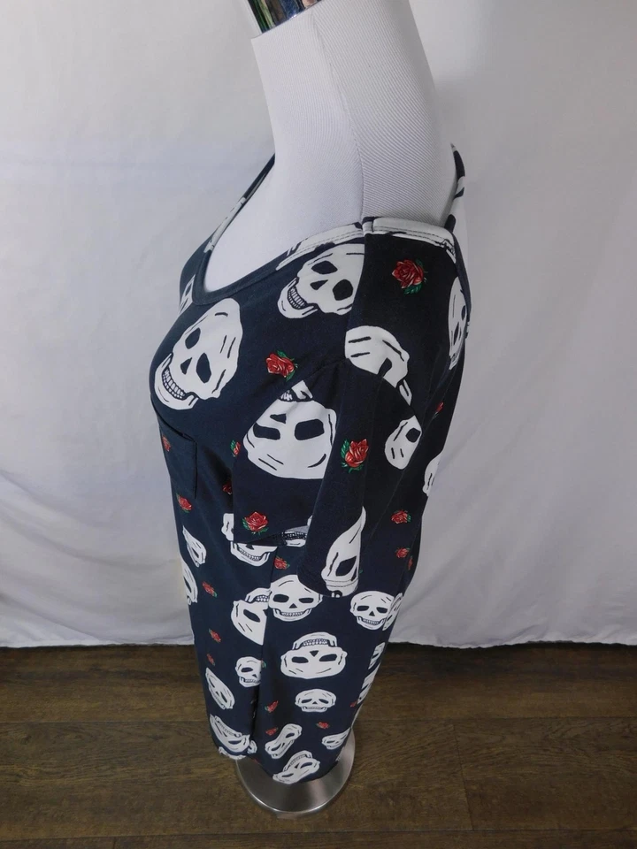 Vestido No Boundaries Mujer XL Calavera Estampado Rosa Manga Corta Gótico Halloween Foto 4 de 4