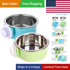 Crate Dog Bowl 2pcs, Removable Stainless Steel Hanging Pet Kennel Cage Bowl F...