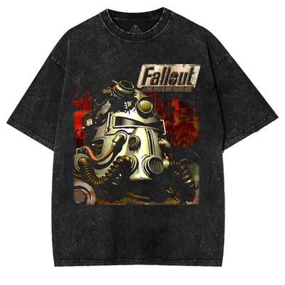 Fallout Power Armor Graphic T-Shirt Retro Game Streetwear Wash Tee