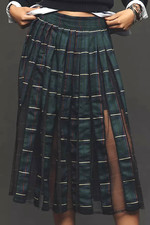 Anthropologie Maeve Pleated Tulle Knee-Length Skirt S
