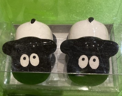Black and White Sheep Ceramic Salt & Pepper Shakers Kitchen Table Decor