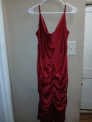 Fashion Nova Red Slik Slip Dress Cowl Neck Sleeveless Multicolor Size L