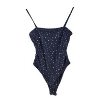 Kookai Bodysuit Womens S Blue Star Print Spaghetti Strap Stretch 132691