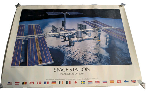 Boeing Space Station Freedom It's About Life on Earth Poster NASA 24x33 1990s