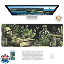 Velluxion Skull Mouse Pad, 31.5 x 11.8 Large Desk Mat with Stitch