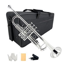 Bb Trumpet - Standard B Flat Trumpets Silver Suitable for Beginner with Case New