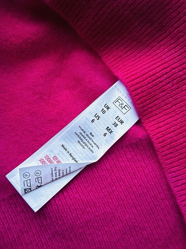 F&F 100% Pure Cashmere Women Jumper Size 8-10 S Sweater Pullover Pink Ladies Top - Picture 6 of 6