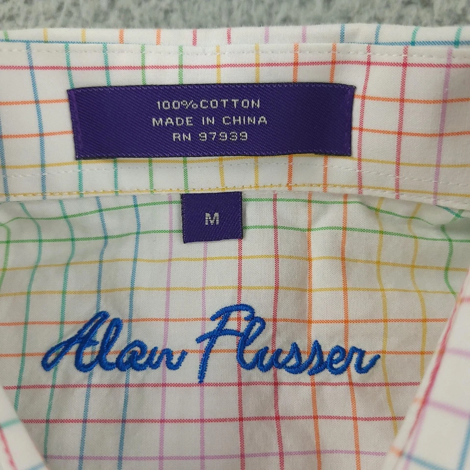 Camisa Alan River Para Hombre Mediana Blanca Multicolor Cuadros Rejilla Vestido Manga Larga Foto 4 de 4