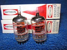 NIB MATCHED  Pair 6AK5W 5654 Raytheon Tubes 6AK5 NOS