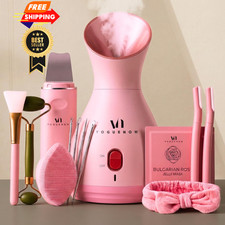 Facial Steamer Spa Kit with (17 Pcs), Baby Pink - Luxglow