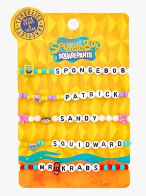 SpongeBob SquarePants Bracelet Set - 5 Pack Patrick Sandy Squidward Mr Krabs New