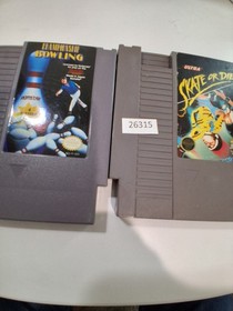 2 retro Nintendo games NES Skate or Die + Championship Bowling  26315 wt12