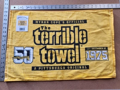 MYRON COPES OFFICIAL GOLD TERRIBLE TOWEL 50th ANNIVERSARY EDITION NWT 1975-2025 - Image 1 of 4