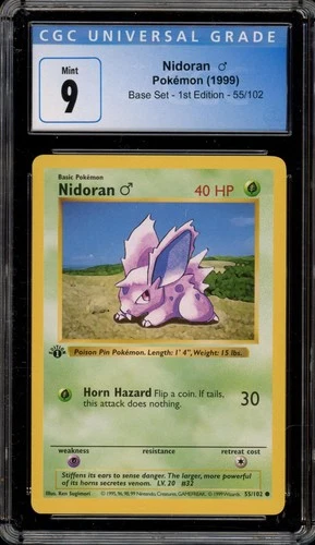 Pokemon Nidoran Base Set Shadowless 1st Edition 55/102 CGC 9 Mint