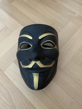 Guy Fawkes Maske schwarz gold | V wie Vendetta | Anonymous | Cosplay | Halloween