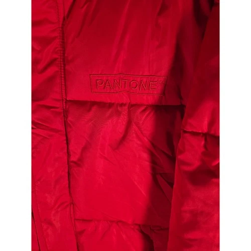 Forever 21 Pantone Red Puffer Jacket Mens Quilted Zip Up Coat Large image 5