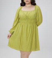 Cider Smocked Waist Poplin Mini Dress Womens 3XL Green Cottagecore NWT