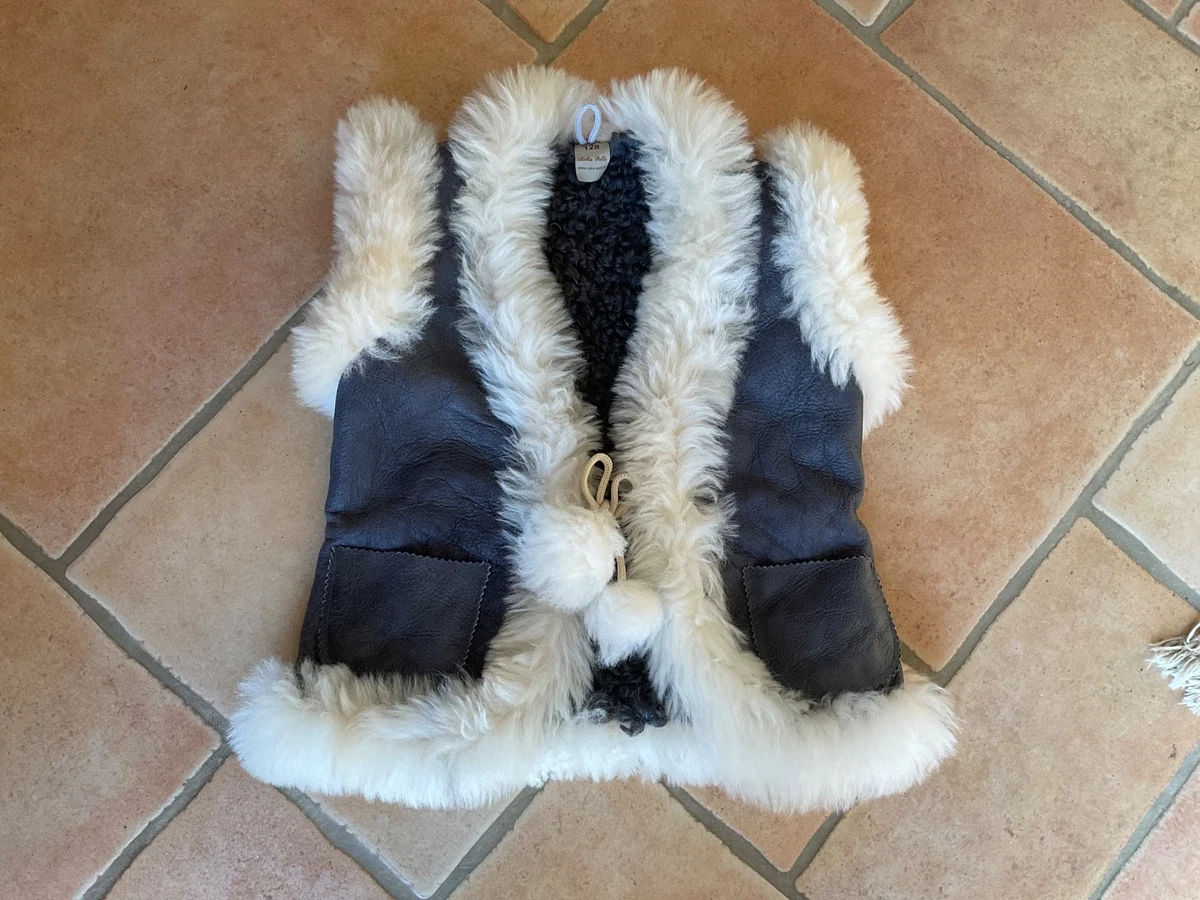 Petite Veste Gilet D'hiver à Capuche Fourrure Fille - Marron Marine, Taille S, Marque Old Navy