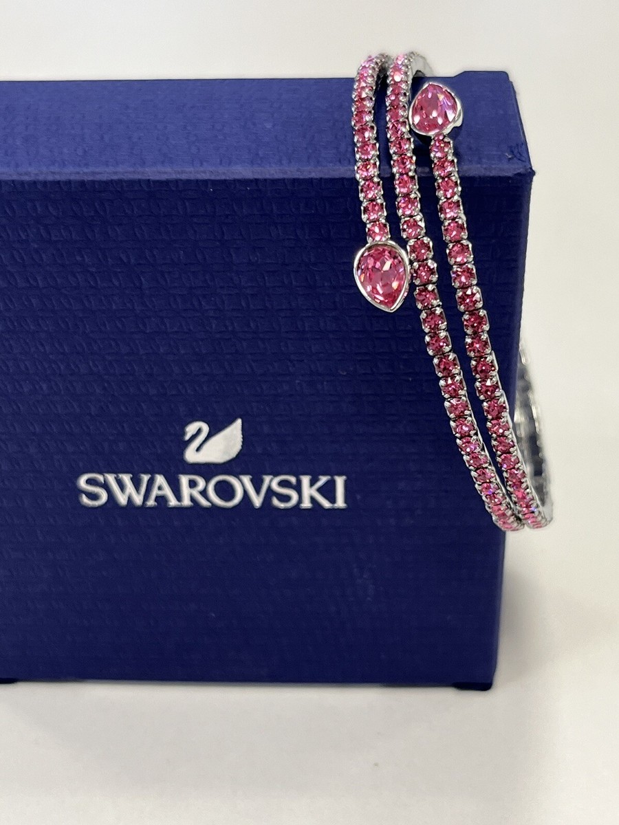 Swarovski Twisty cuff Mixed cuts, Pink, Rhodium plated 5717576