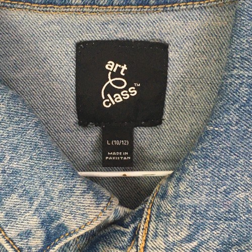 ART CLASS Unisex Youth Light Blue Wash Distressed Denim Jacket L (10/12) - Picture 5 of 10