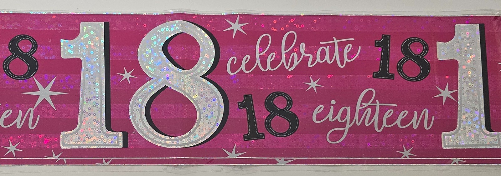 Happy 18th Birthday 18 Today Holographic Foil Banner Silver Pink For Women