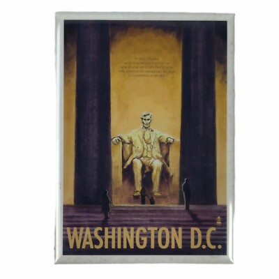 Washington D.C. Lincoln Statue Fridge Magnet 3.5x2.5 Made in USA