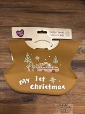 My First Christmas Gingerbread Silicone Bib By Parents Choice. New