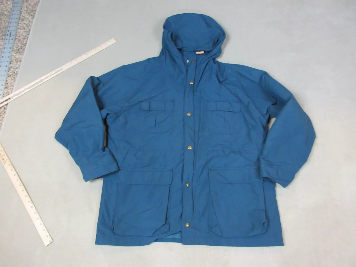 VINTAGE Woolrich Jacket Mens Extra Large Blue Rain Coat Chore Barn Hooded USA