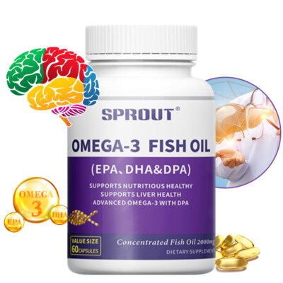 Omega-3-Fischölkapseln 2000 mg DHA-, EPA- und DPA-Ergänzung   Exp. 06/2026