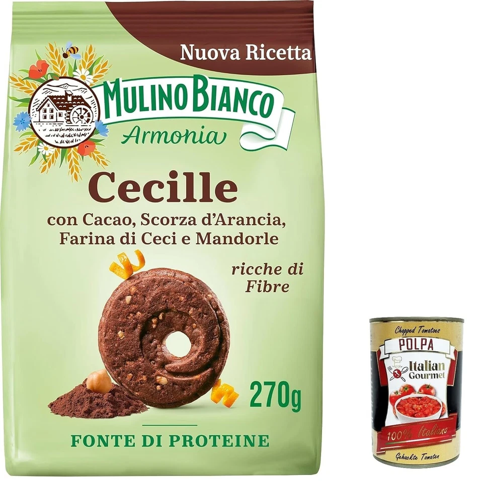 ITALIAN GOURMET E.R. 12x Mulino Bianco Cecille Kekse 270g+Italian Gourmet Polpa 400g